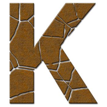 3D render of metal pattern and texture alphabet capital letter with cracks