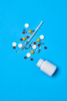 chemical antibiotics Pharmaceuticals medicines syringe close-up help. High quality photo