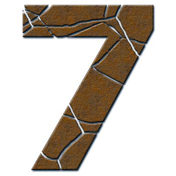 3D render of metal pattern and texture number with cracks