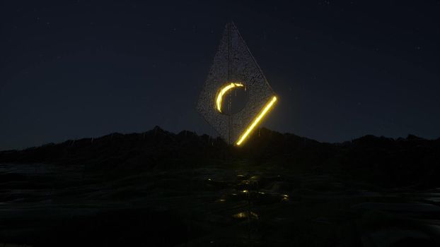 Fantasy artefact another planet rain night Abstract Futuristic architecture cosmic 3d render