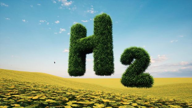 Text green grass H2 eco technology concept Renewable Clean energy energy 3d render