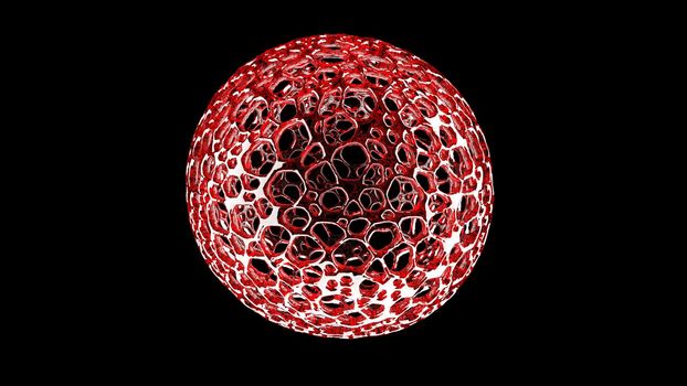 Abstract red Soft glass sphere intro 3d render