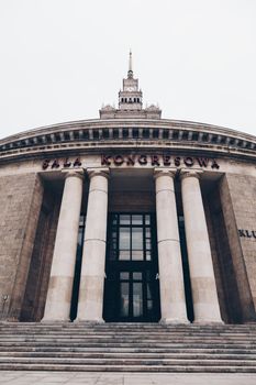 WARSAW, POLAND - Mar, 2018 The Sala Kongresowa of the Palace of Science and Culture in the city center