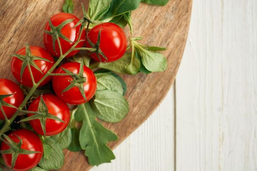 Ingredients kitchen cooking salad red tomatoes view from above. High quality photo