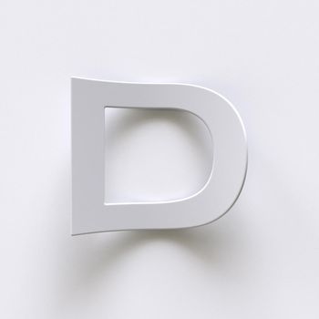 Bent paper font with long shadows  Letter D 3D render illustration isolated on gray background