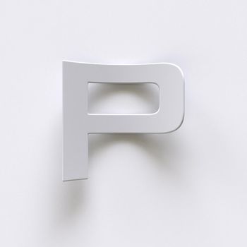Bent paper font with long shadows  Letter P 3D render illustration isolated on gray background