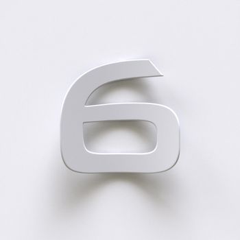 Bent paper font with long shadows  Number 6 SIX 3D render illustration isolated on gray background