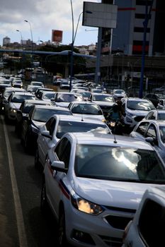 salvador, bahia, brazil - july 20, 2021: movement of vehicles in congestion in the city of Salvador.