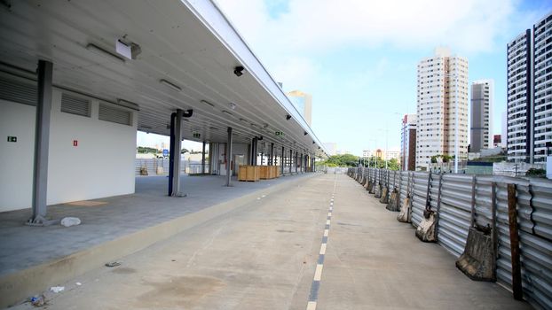 salvador, bahia, brazil - july 20, 2021: view of a BRT station under construction on Avenida ACM in the city of Salvador.