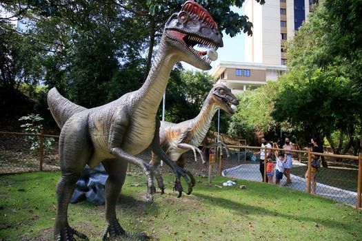 salvador, bahia, brazil - july 20, 2021: view of sculpture in Lagoa dos Dinossauros park in Salvador city. the place was reopened for public visitation.