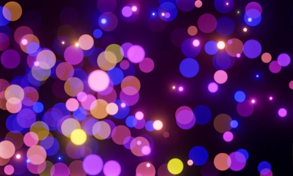 background of points of light with cool color bokeh effect. 3d illustration