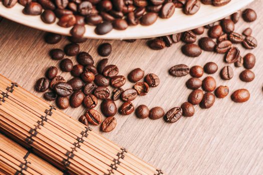 a cup of coffee freshly brewed beverage view from above. High quality photo