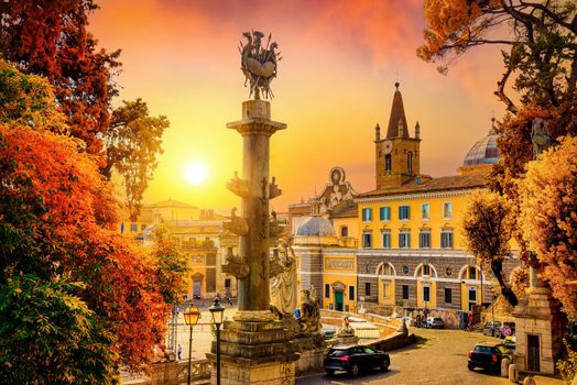 View on Piazza del Popolo in Rome, Italy