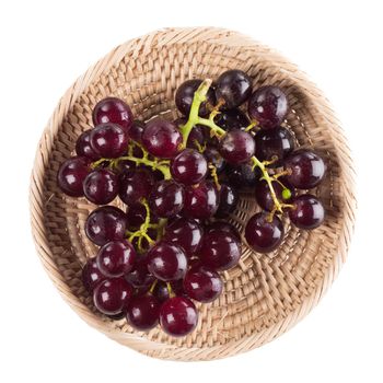 isolate bunch of fresh red grapes on white background