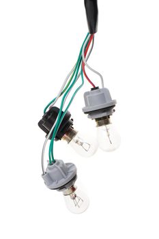 automotive light bulb connected to light socket