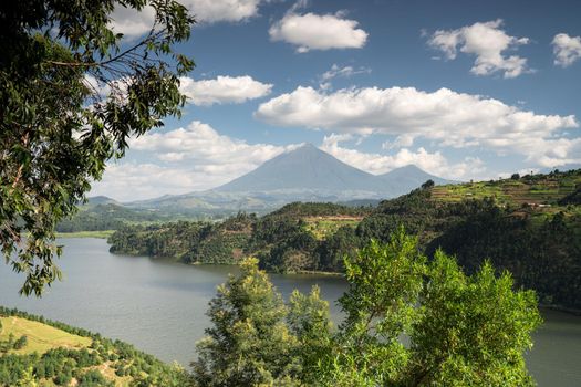 Panoramic image of Lake Mulehe, Uganda, Africa