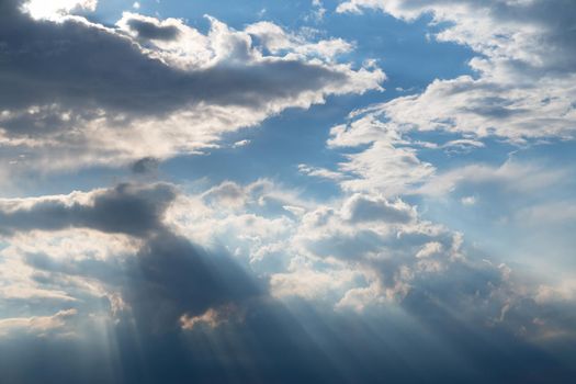 View to sky with cumulus clouds