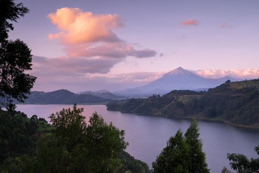 Panoramic image of Lake Mulehe, Uganda, Africa