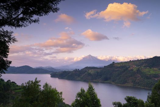 Panoramic image of Lake Mulehe, Uganda, Africa