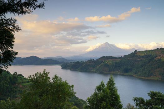 Panoramic image of Lake Mulehe, Uganda, Africa