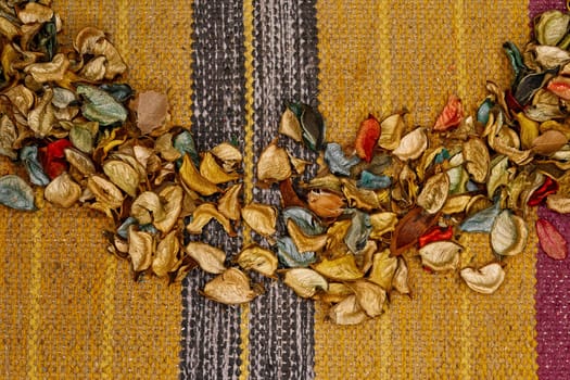 multicolored composition still life of leaves yellow carpet fabric