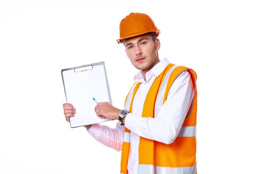 Engineer with documents working form of professionals. High quality photo