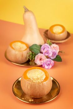 asian style dessert, butternut squash dessert with coconut milk and eggs