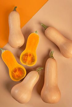 close up fresh raw organic butternut squash