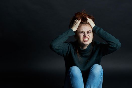 emotional women with black eye abuse discontent depression. High quality photo