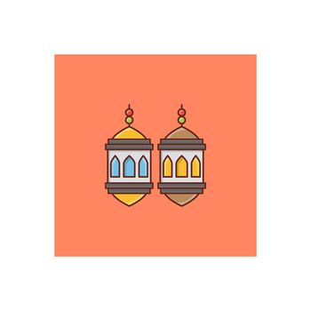 lantern vector flat color icon