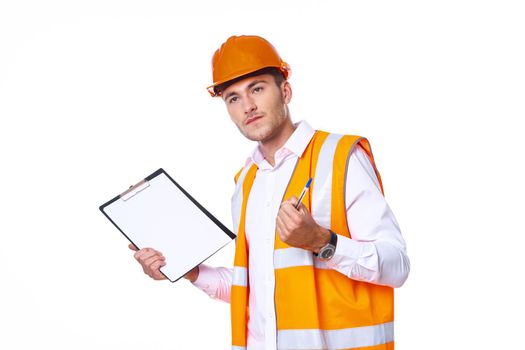 Engineer with documents working form of professionals. High quality photo