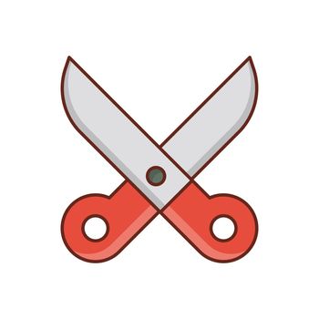 scissor Vector illustration on a transparent background. Premium quality symbols. Vector Line Flat color icon for concept and graphic design.