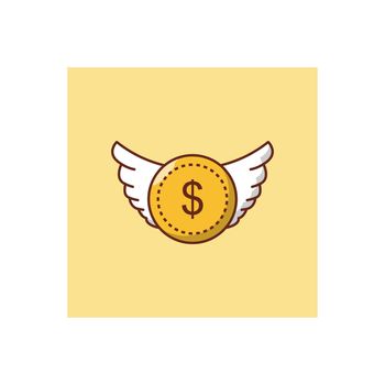 coin vector flat colour icon