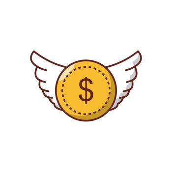 coin vector flat colour icon