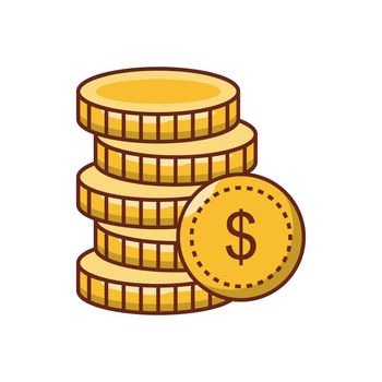 coins vector flat colour icon