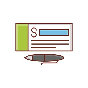 cheque vector flat color icon