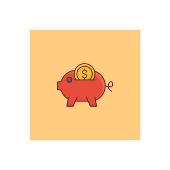 piggy vector flat color icon