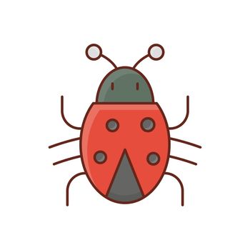 bug vector flat colour icon