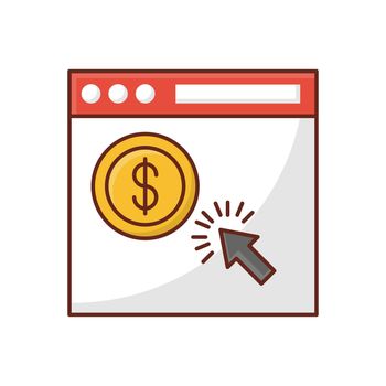 pay per click vector flat color icon