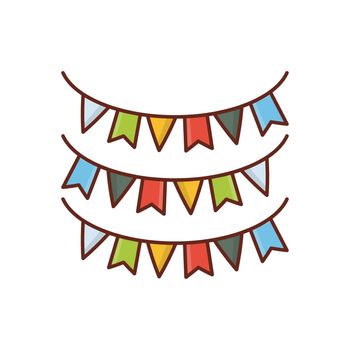 bunting vector flat colour icon
