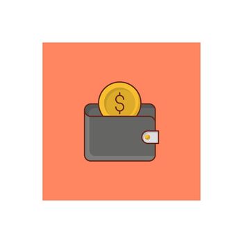 wallet vector flat color icon