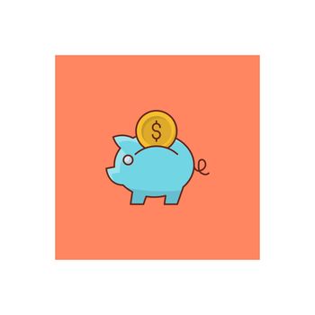 piggy vector flat color icon