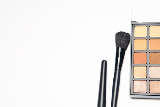 makeup brushes accessories cosmetics top view fashion. High quality photo