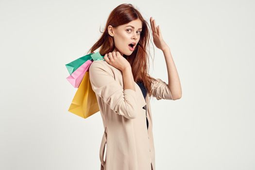 beautiful woman shopping entertainment lifestyle isolated background. High quality photo