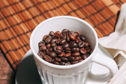 a cup of coffee espresso invigorating drink close-up food. High quality photo