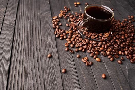 natural coffee freshly brewed beverage view from above. High quality photo