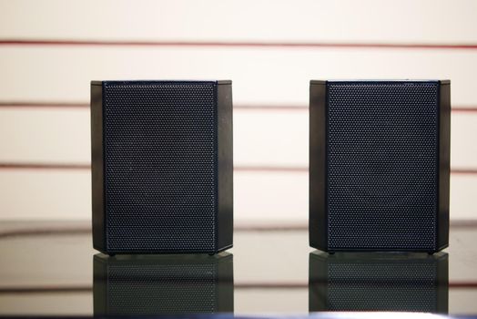 a sound speaker on table with copy space