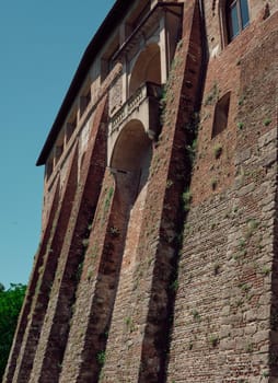 facade detail of CASSANO D'ADDA, June 2020 ITALY - Borromeo's Castle