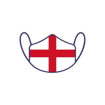 Medical Mask with National Flag of England as Icon on White. Protective Mask Virus and Flu. Surgery Concept