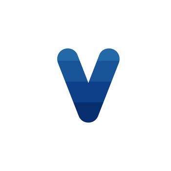 Initial letter V blue stipes logo template. Stock Vector illustration isolated